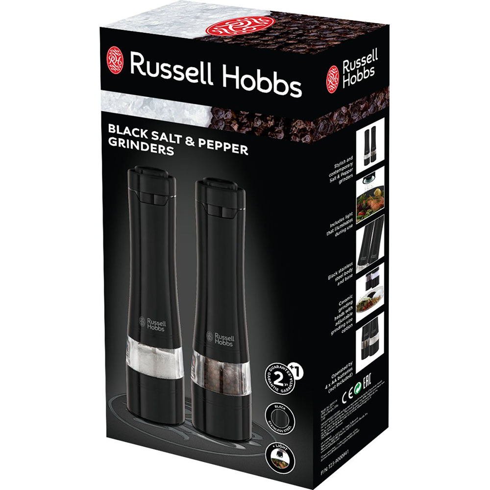 Набір електромлинів для солі та перцю RUSSELL HOBBS Black (28010-56) Матеріал скло