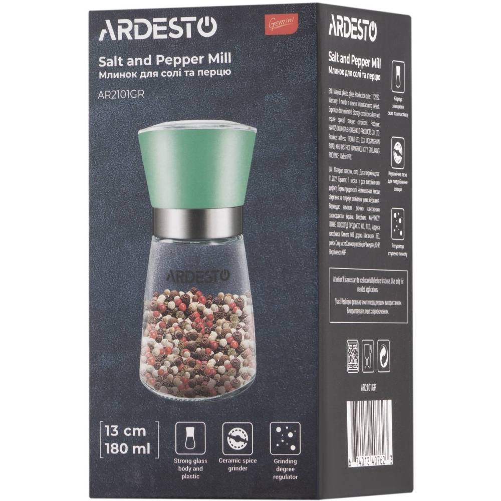 Мельница для специй ARDESTO Gemini зеленый (AR2101GR) Материал стекло