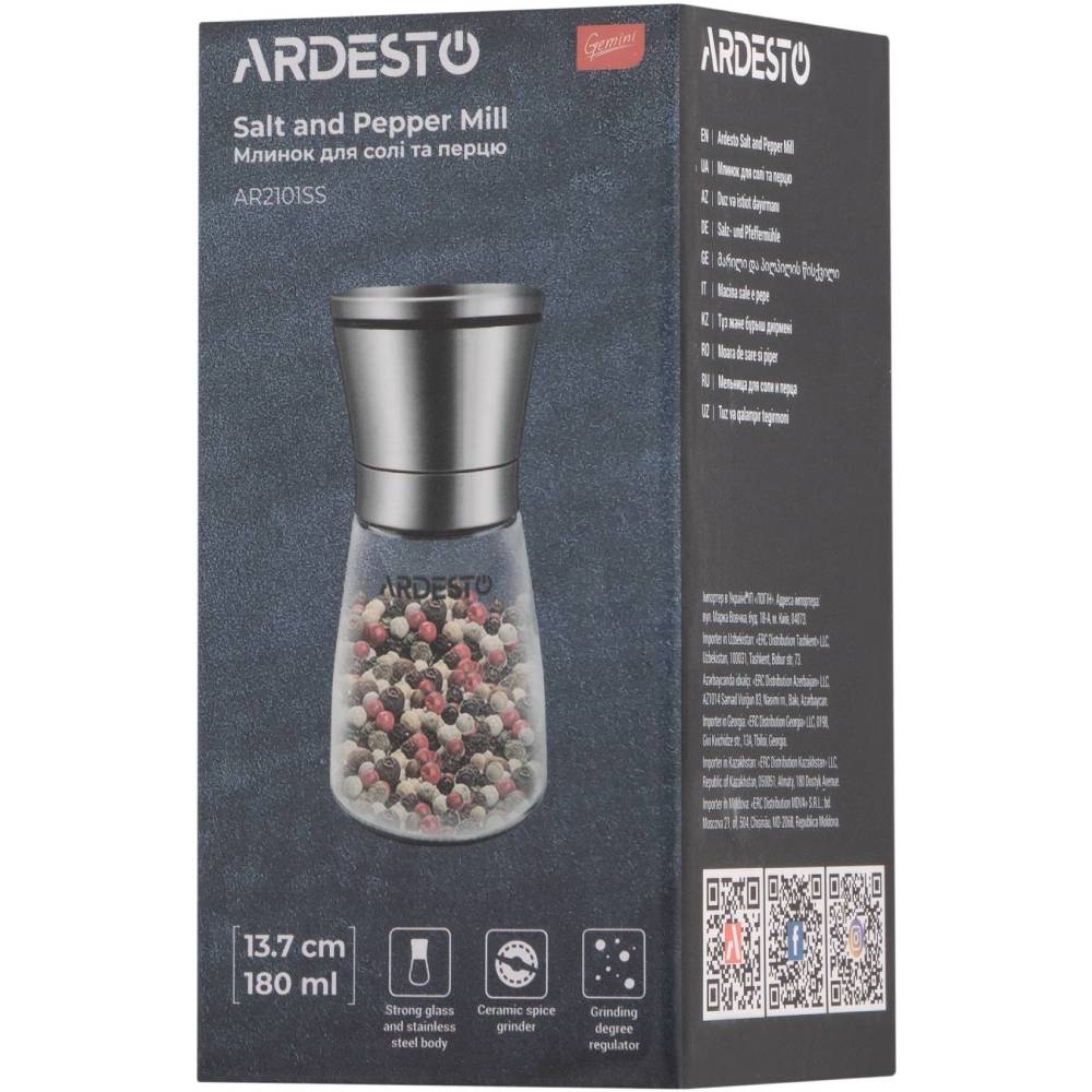 Млин для спецій ARDESTO Gemini (AR2101SS) Матеріал скло