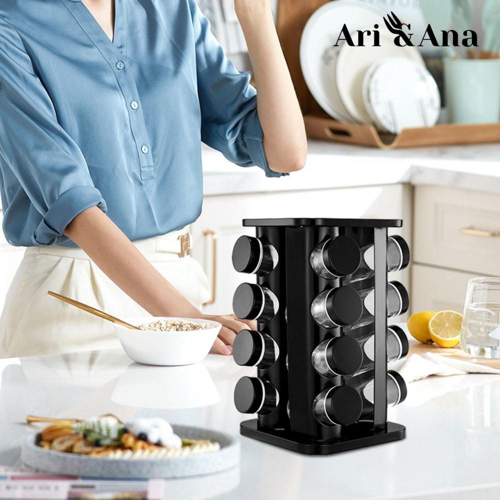 Набір для спецій ARI&ANA 16 шт Black (6126755803264) Матеріал скло