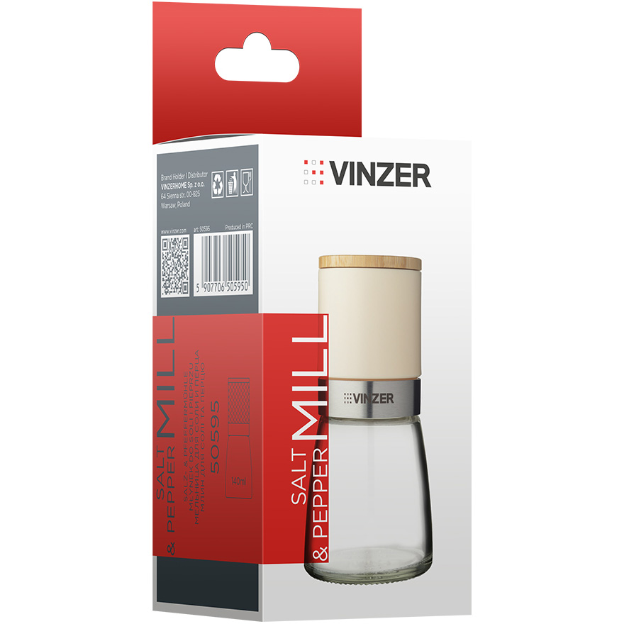 Зображення Млин для перцю та солі VINZER Ivory Collection (50595)
