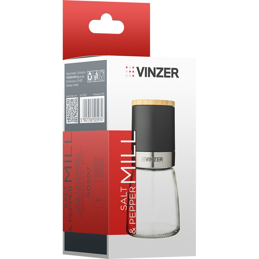Мельница для перца и соли VINZER 50597 Материал стекло
