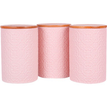 Набор банок Lefard с бамбуковой крышкой 10 х 10 х 15 см 3 шт Pink (940-213)