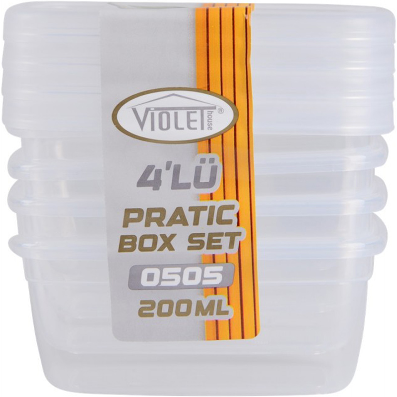 Набір контейнерів VIOLET HOUSE 4 х 0.2 л White (0505 PRATIC/НАБІР 4 шт/квадр./0.2л) Призначення універсальная