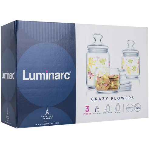 Набор банок LUMINARC CLUB CRAZY FLOWER 3 пр. (N1632) Количество емкостей в наборе 3