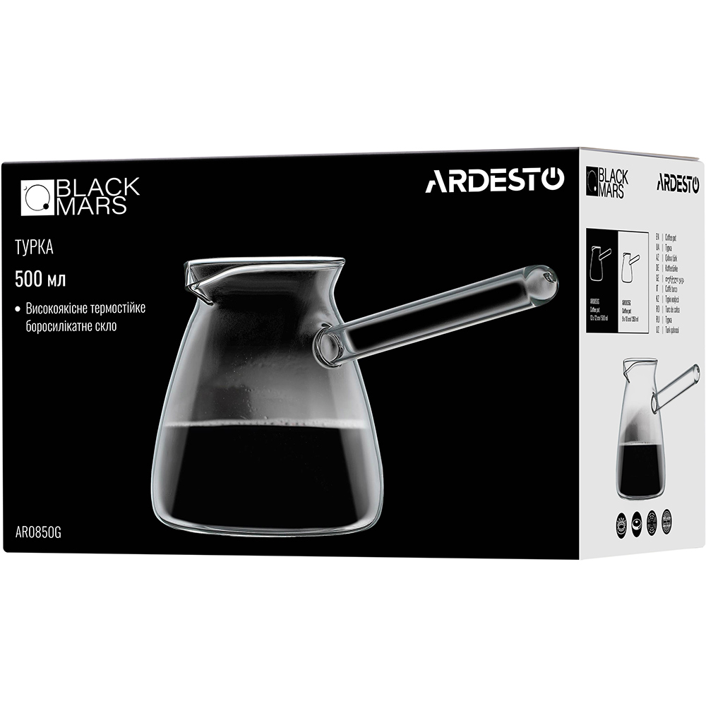 Турка ARDESTO Black Mars 0.5 л (AR0850G) Материал ручки боросиликатное стекло