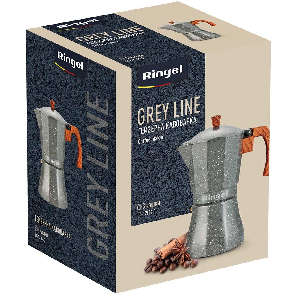 Гейзерная кофеварка RINGEL Grey line (RG-12104-3) Количество приготавливаемых чашек 3