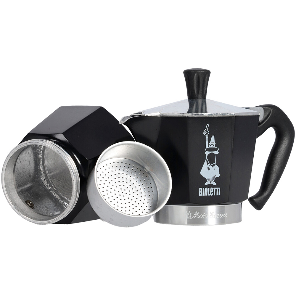 Гейзерна кавоварка BIALETTI Moka express 130 мл Black (0004952/NP) Додатково Підходить для використання на індукційних плитах тільки при використанні адаптера для індукційної плити Bialetti