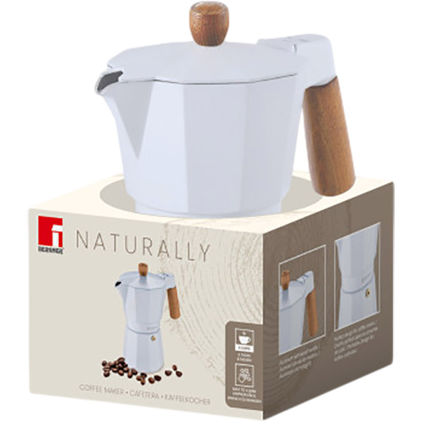 Гейзерная кофеварка BERGNER Naturally (BG-38191-WH-6) Материал ручки дерево