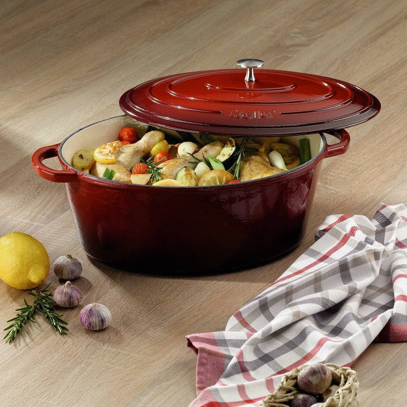 Гусятниця KELA Calido 9.5 л Red (11943) Внутрішнє антипригарне покриття присутнє