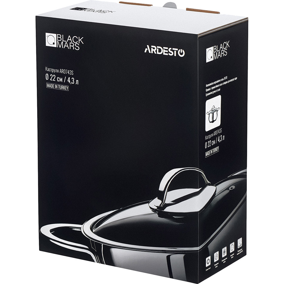 Фото Кастрюля ARDESTO BLACK MARS 4.3 л Stainless steel (AR0743S)