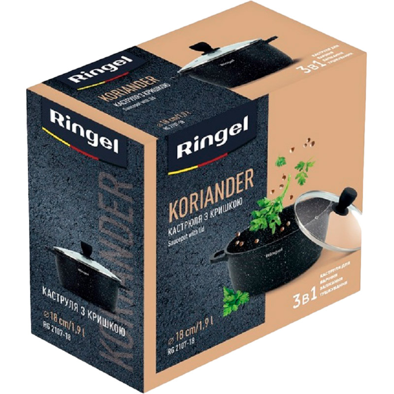 Кастрюля RINGEL KORIANDER 1.9 л 18 см (RG-2107-18) Диаметр/длина 18