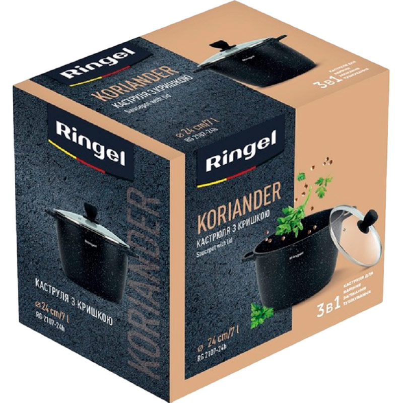 Кастрюля RINGEL KORIANDER 7 л 24 см (RG-2107-24h) Диаметр/длина 24