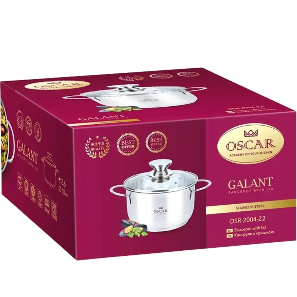 Внешний вид Кастрюля OSCAR GALANT 4,5 л 22 см (OSR-2004-22)