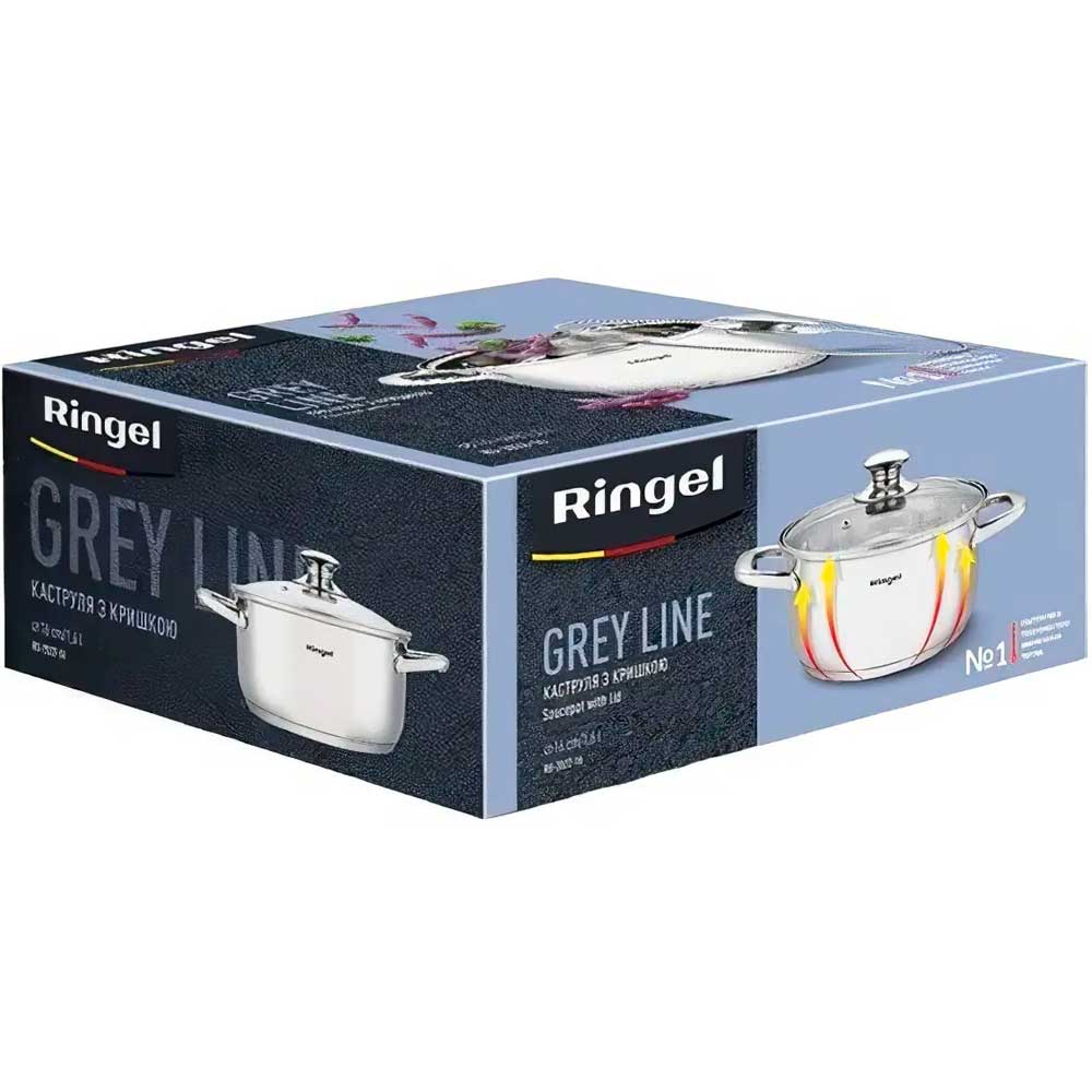 Кастрюля RINGEL Grey line 1.6л (RG-2022-16) Диаметр/длина 16