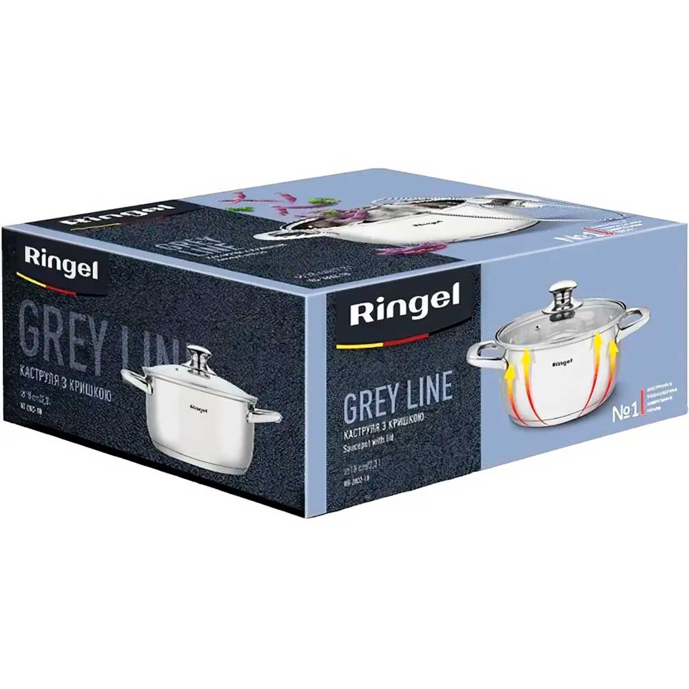 Кастрюля RINGEL Grey line 2.3 л (RG-2022-18) Диаметр/длина 18