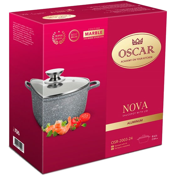 Кастрюля OSCAR NOVA 4.5 л (OSR-2003-24) Диаметр/длина 24