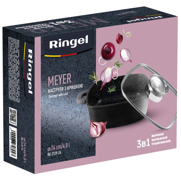 Кастрюля RINGEL Meyer 4.0 л (RG-2129-24) Внутреннее антипригарное покрытие есть