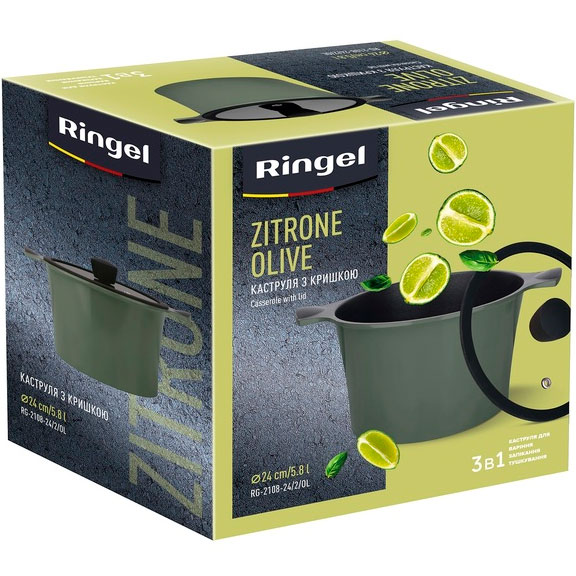 Фото Кастрюля RINGEL Zitrone Olive 5.8 л (RG-2108-24/2/OL)