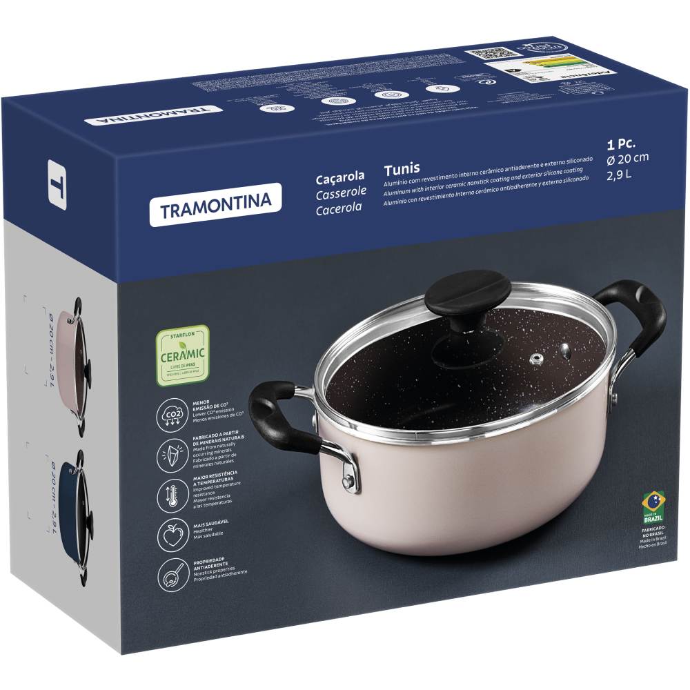 Кастрюля TRAMONTINA Tunis 2,9 л Pink (28722/420) Тип кастрюля