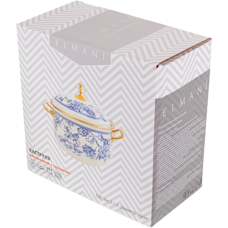 Кастрюля ELMANI Peony 2.1 л (763-003) Материал кастрюли эмалированная сталь