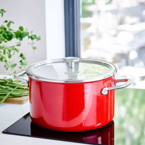 Кастрюля KITCHENAID Steel Core 6л Red (CC003270-001) Внутреннее антипригарное покрытие нет