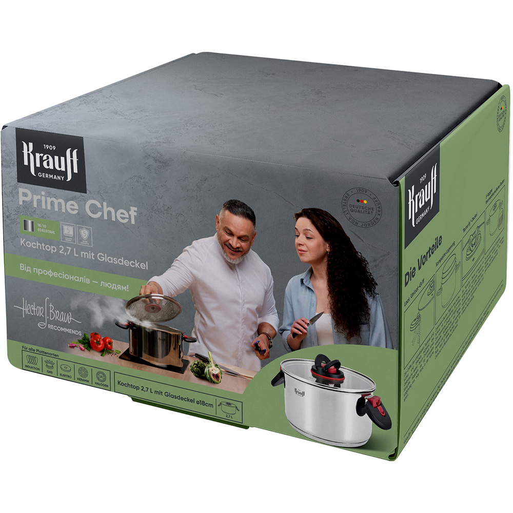 Каструля KRAUFF Prime Chef 2.7 л (26-303-019) Додатково складні ручки