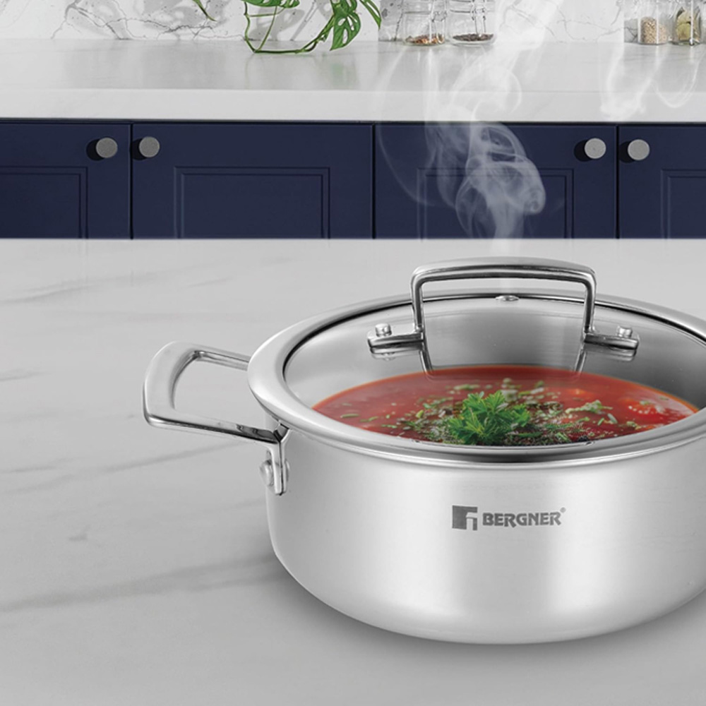 Каструля BERGNER Steelblue 20 см (BG-33221-BL) Внутрішнє антипригарне покриття присутнє