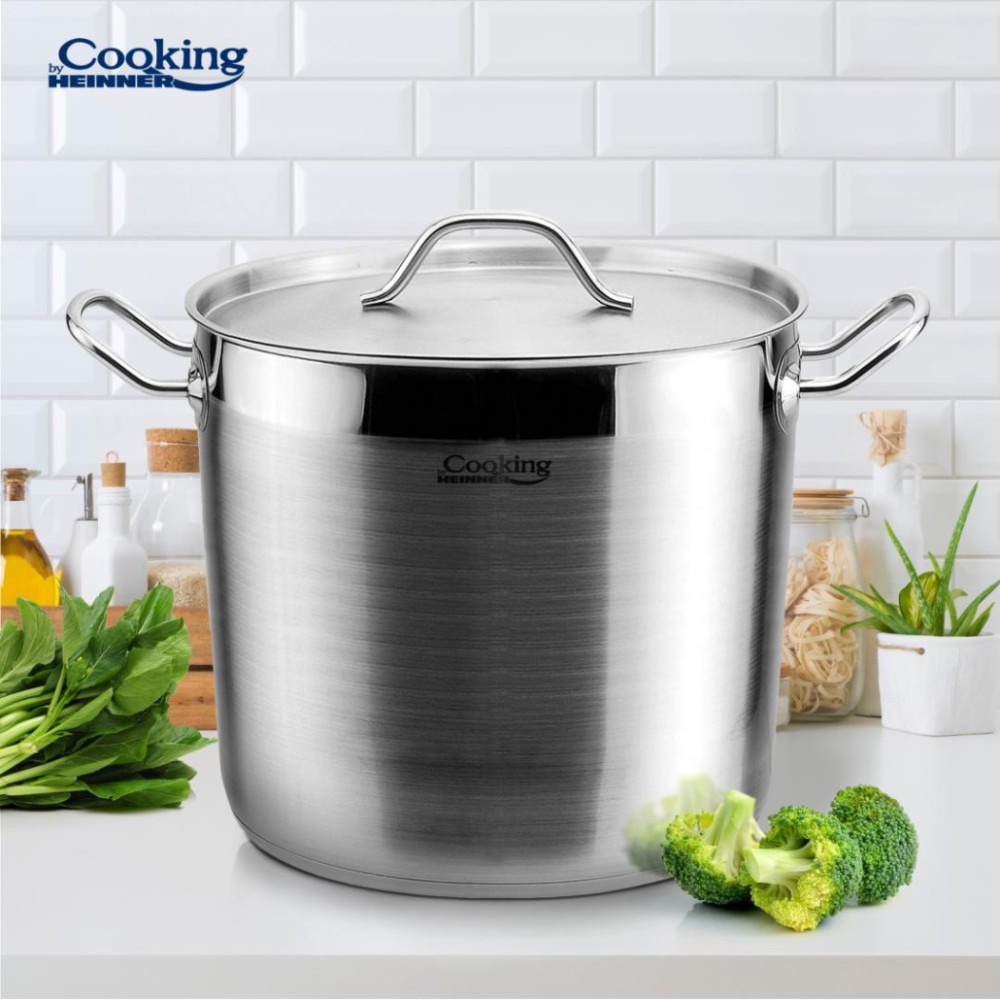Кастрюля HEINNER Maestro 9 л (HR-RW-090) Дополнительно 5-слойная инкапсулированная основа; отделка: сатиновое внутреннее покрытие, 1/3 зеркальное покрытие + 2/3 сатиновое наружное покрытие