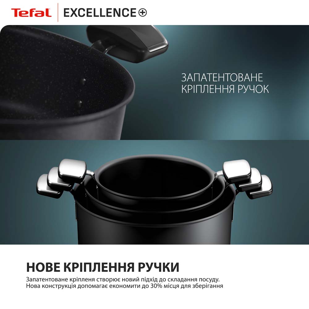 Зовнішній вигляд Каструля TEFAL Excellence+ 2.7 л Black (G3284443)