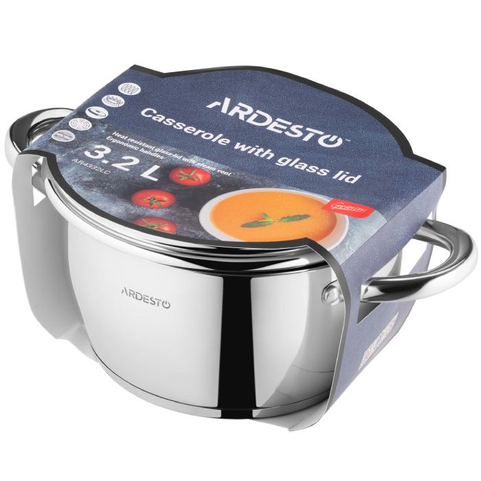 Каструля ARDESTO Gemini Lucca 3.2 л Stainless steel (AR4332LC) Внутрішнє антипригарне покриття немає