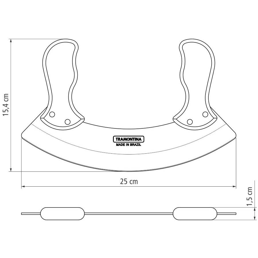 Нож-меццалуна TRAMONTINA Polywood 25 см (21147/190) Материал клинка нержавеющая сталь