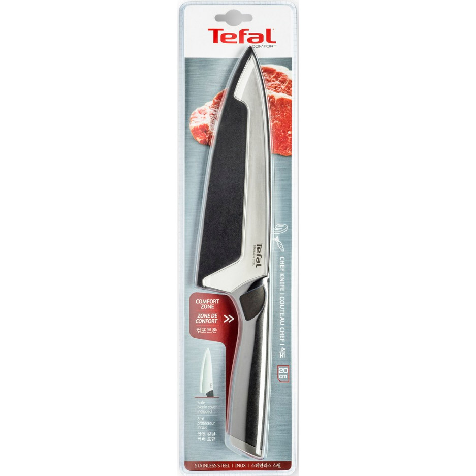 Нож поварской TEFAL Comfort 20 см (K2213244) Заточка двусторонняя