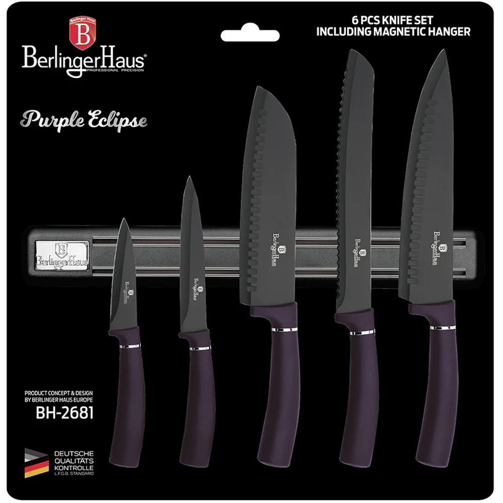 Набір ножів BERLINGER HAUS Purple Eclipse 6 пр. (BH-2681) Японські ножі сантоку (кухарський)