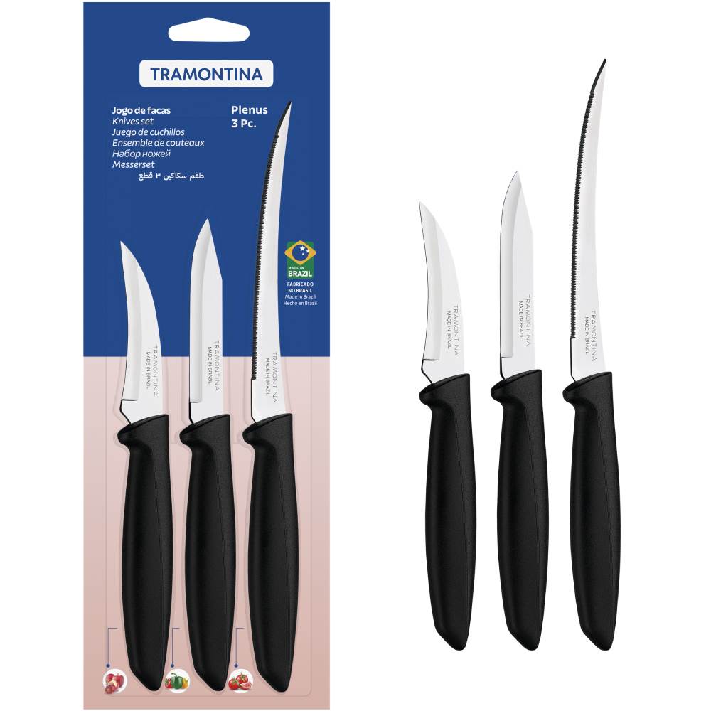 Внешний вид Набор ножей TRAMONTINA Plenus Black 3 пр (23498/012)