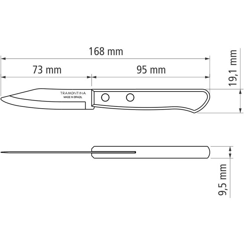 Ніж Tramontina Polywood 76 мм (21118/173) Основні ножі для овочів/фруктів/чистки