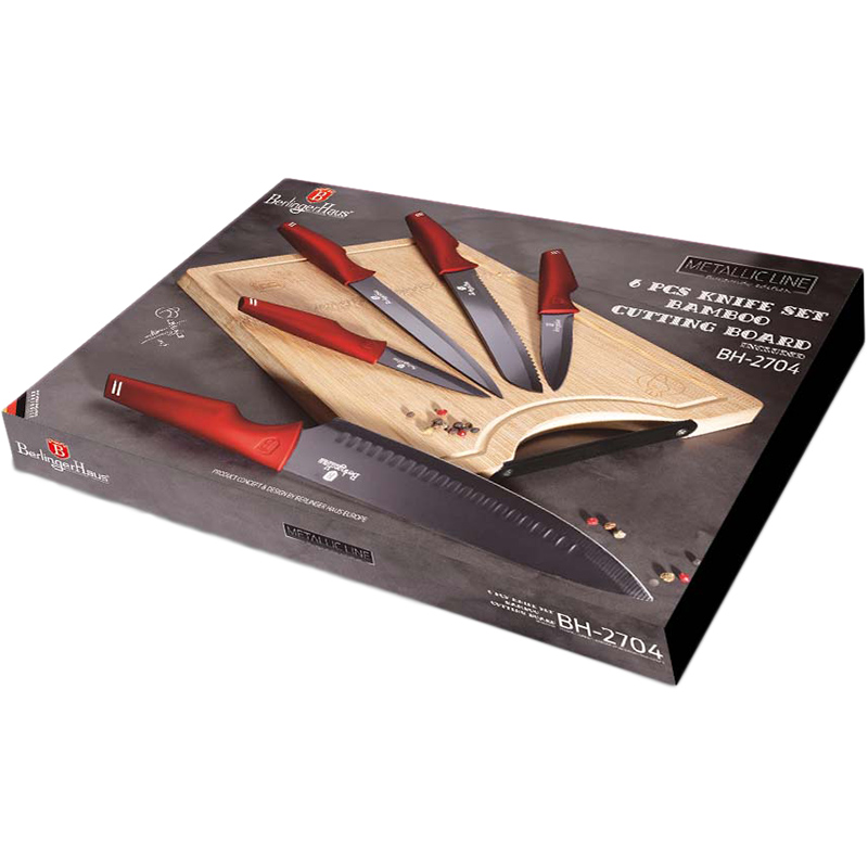 Набір ножів BERLINGER HAUS Metallic Line Burgundy 6 пр. (BH-2704) Кількість ножів у наборі 5