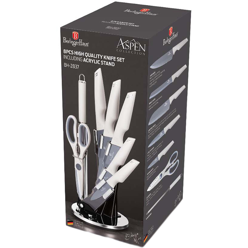 Набір ножів BERLINGER HAUS Aspen 8 пр. (BH-2837) Японські ножі сантоку (кухарський)
