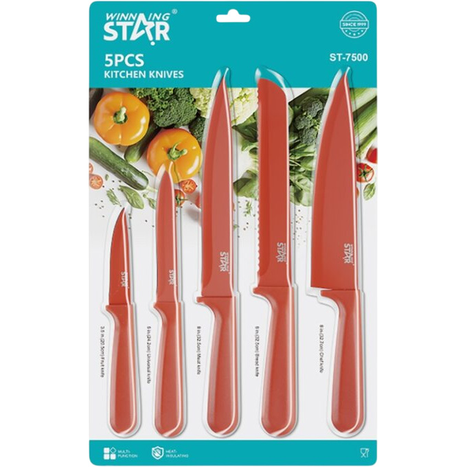 Зовнішній вигляд Набір ножів WINNINGSTAR ST-7804 5шт Red (WNNGS-ST-7804-RD)