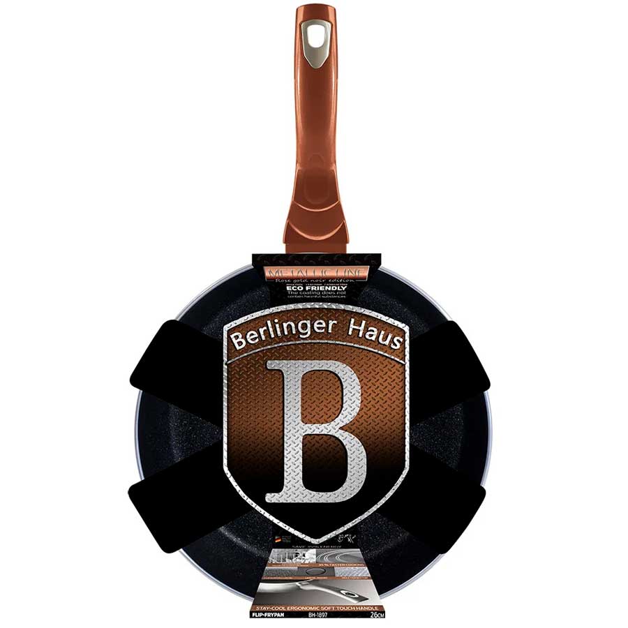 Сковорода-флип BERLINGER HAUS Metallic Line 26 см Rosegold Noir (BH-1897) Тип Вок (глубокая) 