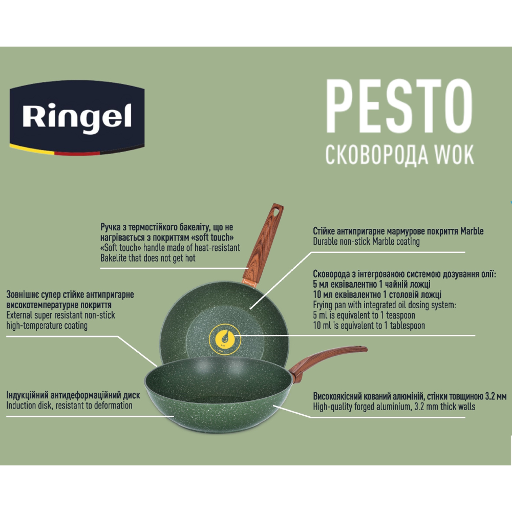 Фото Сковорода WOK RINGEL Pesto 28 см (RG-1137-28 w)