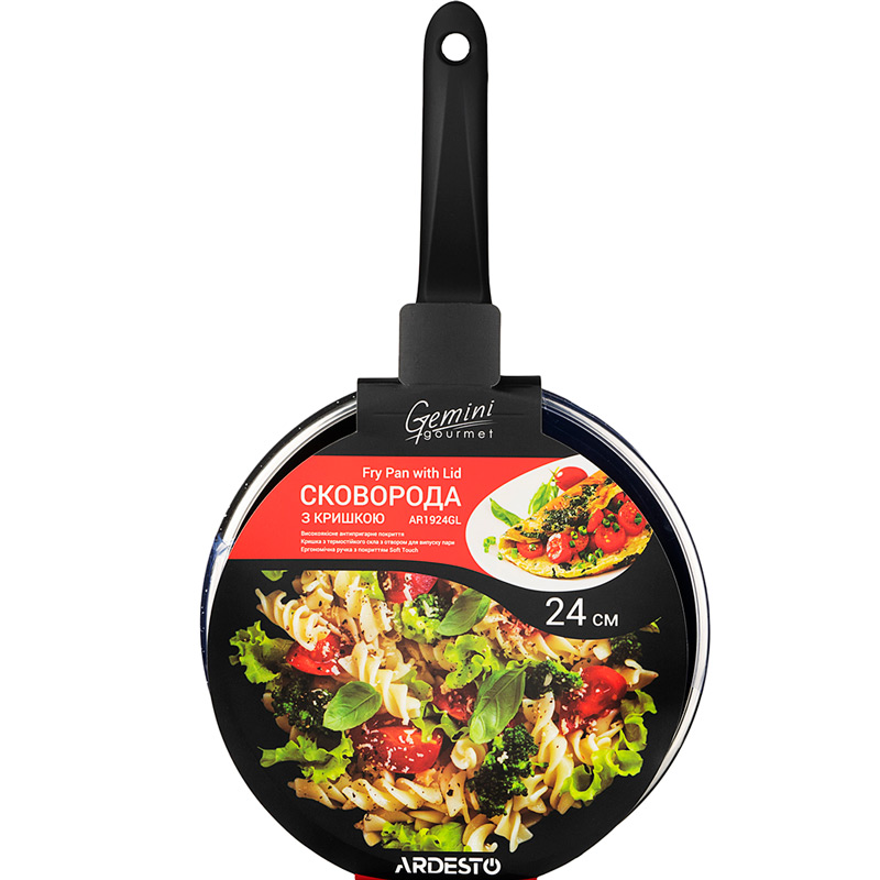 Сковорода с крышкой ARDESTO Gemini Gourmet 24 см Black (AR1924GL) Диаметр 24