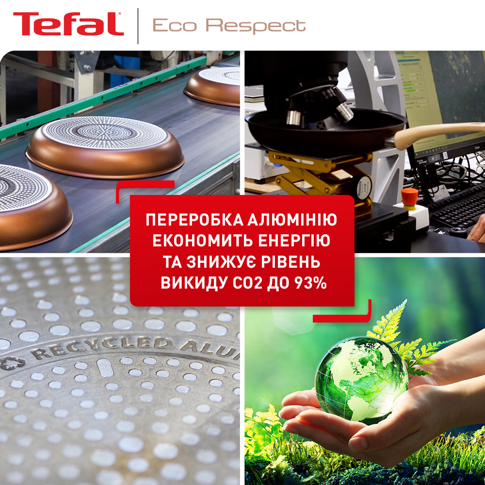 Сковорода WOK TEFAL ECO RESPECT 28 см (G2541953) Особливості індикатор нагріву