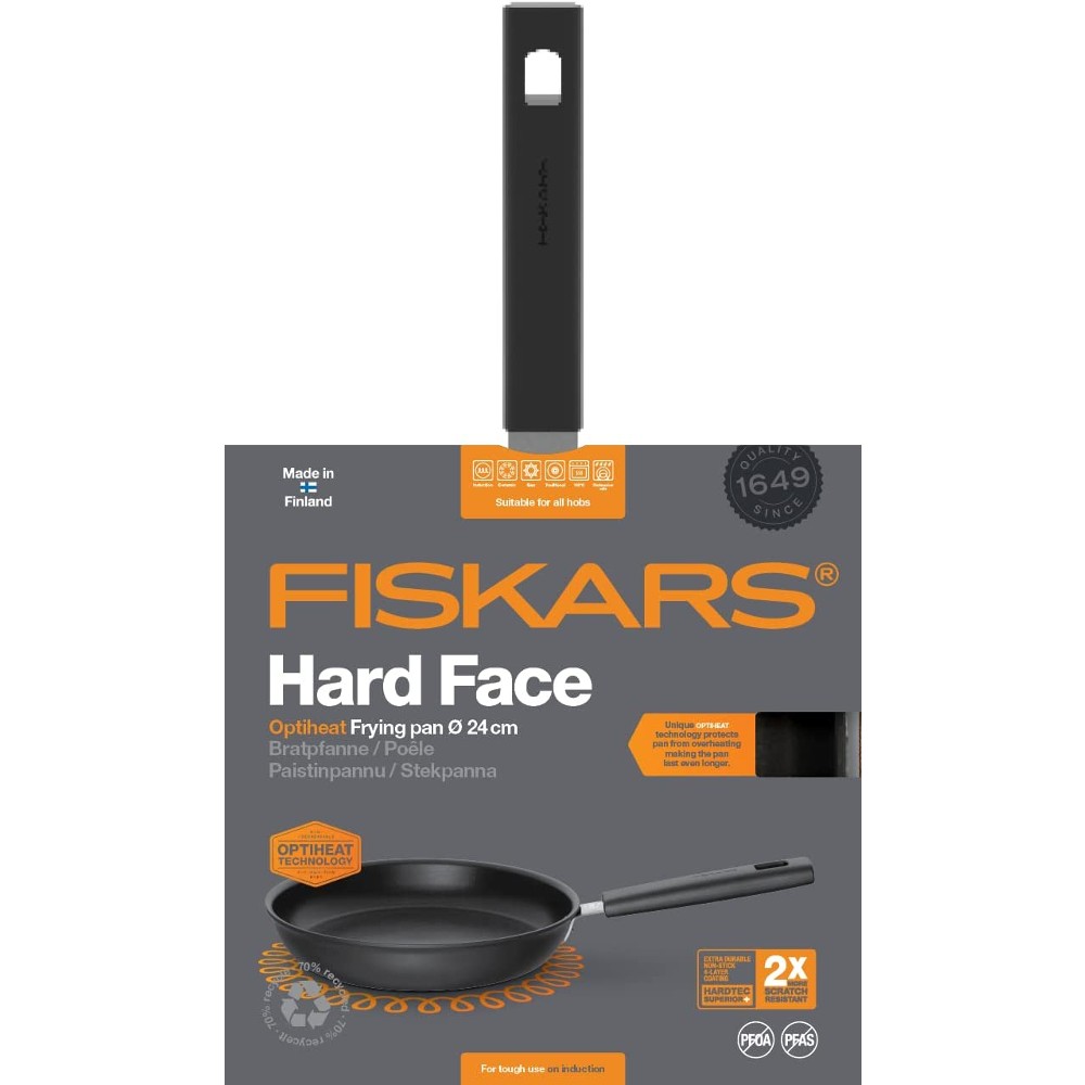 Сковорода FISKARS Hard Face OPTIHEAT 24 см (1052236) Кришка без кришки