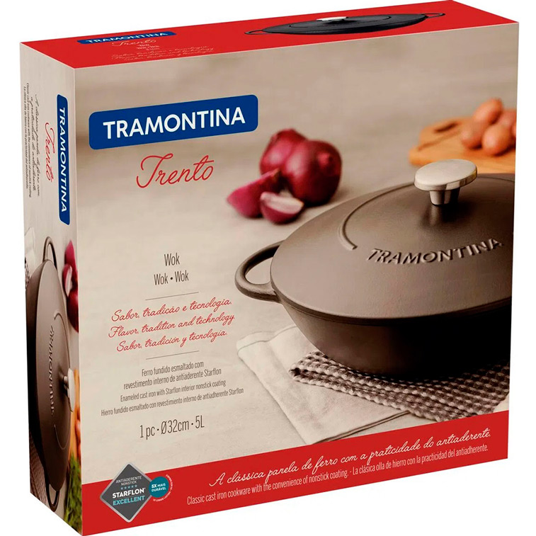 Сковорода WOK TRAMONTINA TRENTO 32 см Black (20806/032) Особенности с двумя ручками