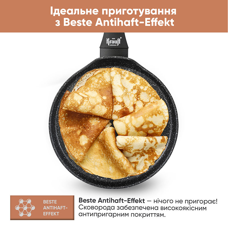 Сковорода для млинців KRAUFF Smart Chef 24 см Black (25-45-115) Особливості багатошарове дно