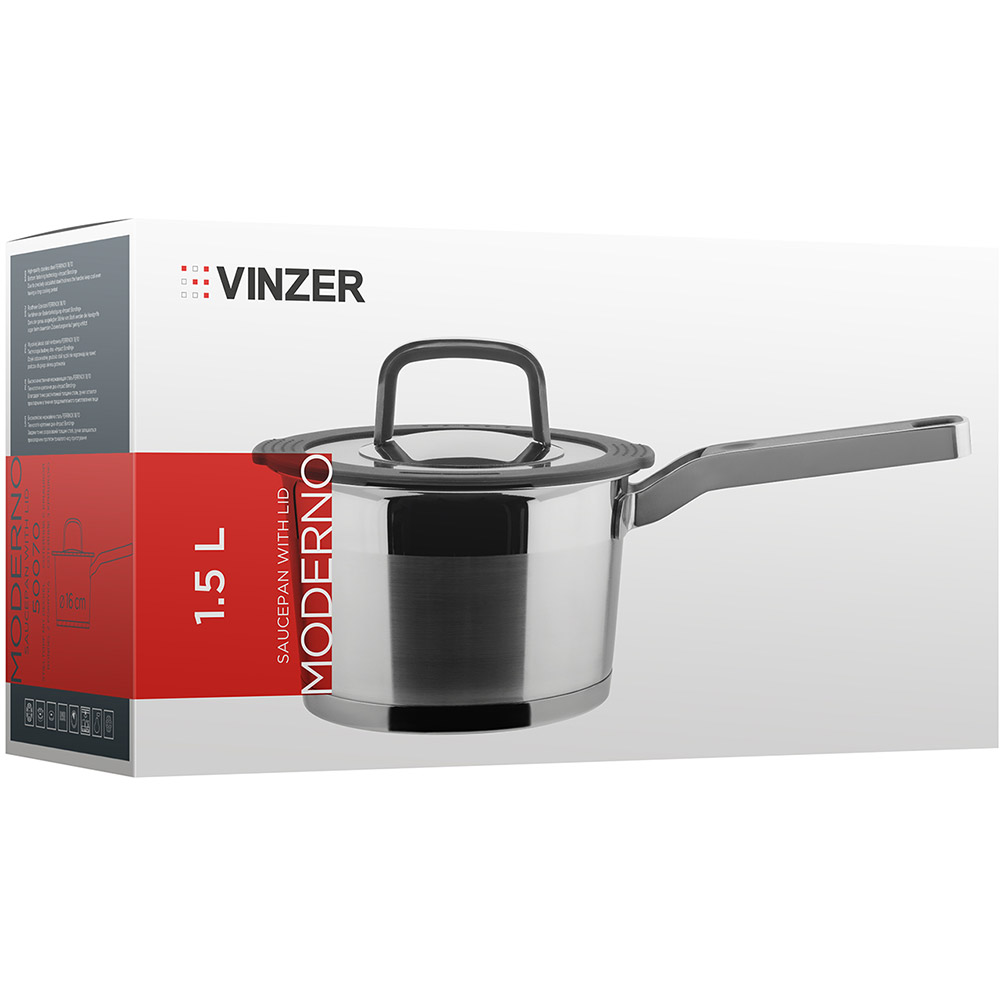 Стільник Vinzer з кришкою Moderno 1.5 л Graphite Collection (50070) Діаметр 16