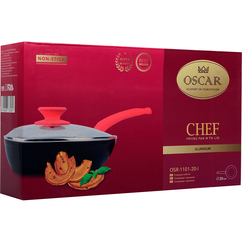 Сковорода OSCAR CHEF 20 см (OSR-1101-20-l) Матеріал алюміній