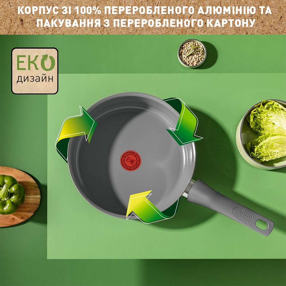 Сковорода TEFAL Renewal 28 см Grey (C4260643) Особливості індикатор нагріву