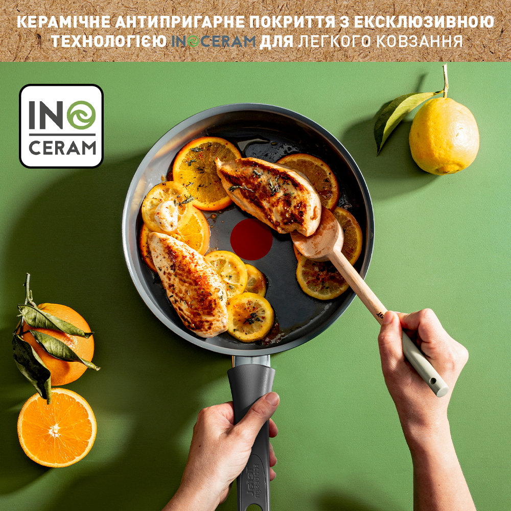 Сковорода TEFAL Renewal 24 см + кришка (C4263243) Особливості індикатор нагріву